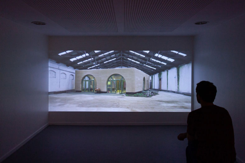Exhibition view at CIVA Brussels of the Bioklas film.